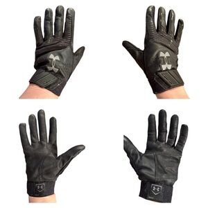 Under Armour Clean Up Black Goat Skin and Mix Fabric Batting Gloves